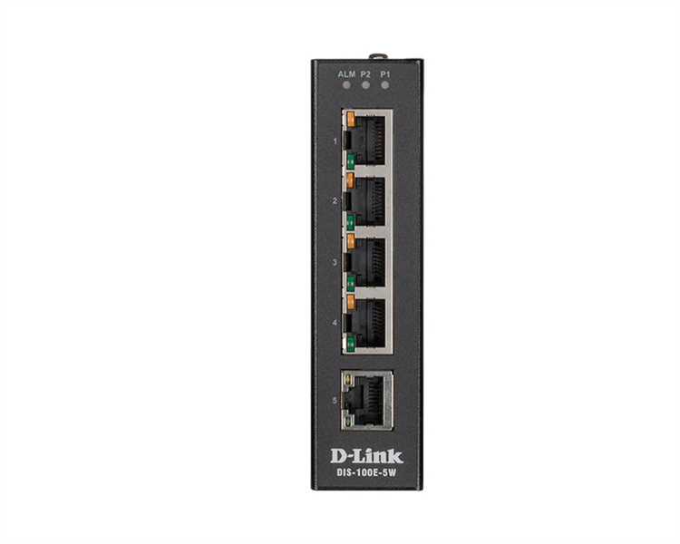 Коммутатор D-Link DIS-100E-5W/A1A, L2 Unmanaged Industrial Switch with 5 10/100Base-TX ports.1K Mac address, 802.3x Flow Control, Stand-alone, Auto MDI/MDI-X for each port, D-link Green technology, Metal case,