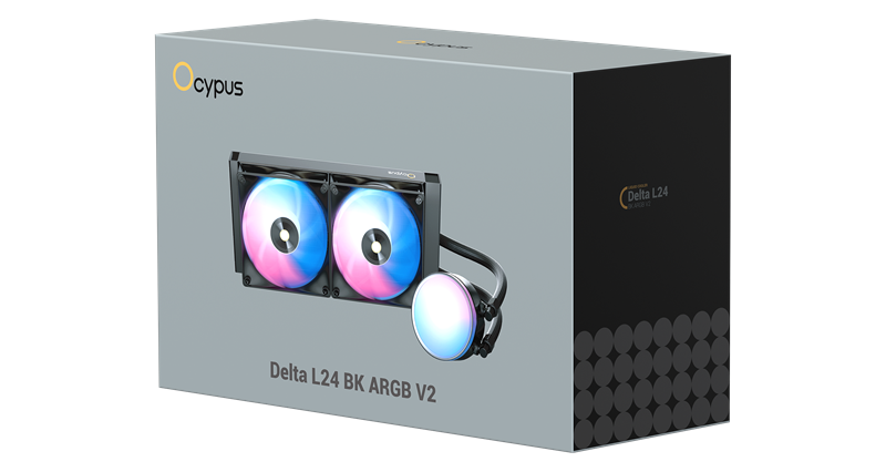 Система водяного охлаждения Ocypus Delta L24 BK ARGB V2, 240mm, ARGB Pump,2x120mm ARGB fans, LGA115X/1200/1700/18XX, AM4/AM5