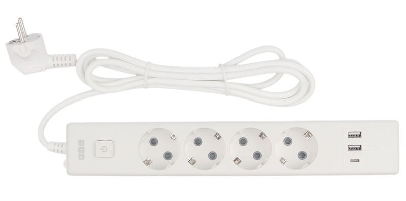 Сетевой фильтр Power Cube сетевой фильтр c USB, 1,9 метра, USB-порты:Type-A: 2 шт,Type-C: 1 шт.зарядка 3.5А/20вт, 4 розетки с заземлением, 16А/3,5кВт, cечение провода: 3х1,0мм2, белый, 2 года гарантии, Россия