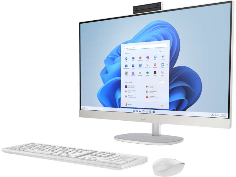Моноблок HP 27-cr1022ci NT 27" FHD(1920x1080) Intel Ultra5-125U, 16GB DDR5 5600 (1x16GB), SSD 512Gb, Intel Internal Graphics, noDVD, kbd(rus)&mouse wireless, HD Webcam, Shell White, Windows 11 Plus SL, 1Y Wty