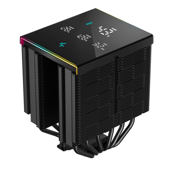 Кулер для процессора DEEPCOOL AK620 DIGITAL PRO LGA20XX/1700/1200/115X/AM5/AM4 (8шт/кор, TDP 260W, PWM, DUAL Fan 120mm, 6 тепл. трубок, ARGB, черный) RET (R-AK620-BKAPMN-G)