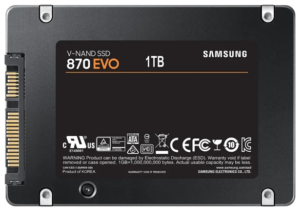Твердотельный накопитель SSD 2.5" 1Tb (1000GB) Samsung SATA III 870 EVO (R560/W530MB/s) (MZ-77E1T0B/EU аналог MZ-77E1T0BW) 1year