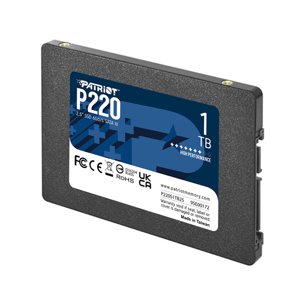Твердотельный накопитель Patriot SSD P220 1TB SATA3 2.5" R550/W500 TBW 480TB 3D NAND