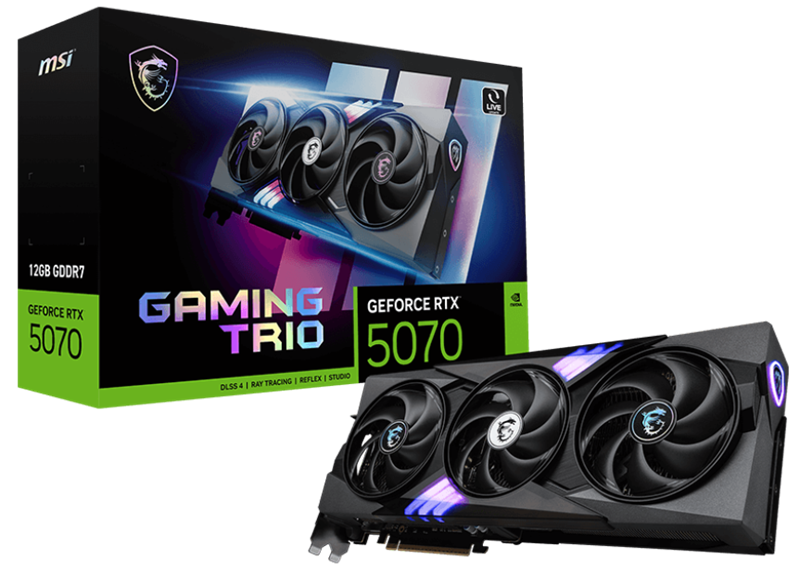 Видеокарта MSI RTX 5070 12G GAMING TRIO//RTX 5070, HDMI, DP*3, 16G, D7