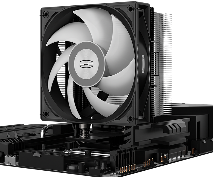 Кулер для процессора PCCooler RT400 ARGB BK, 120mm FAN, 4 HEAT PIPES, 4-PIN PWM, 500-2200 RPM, 34.9 DBA, HYDRO BEARING, LGA 1851/1700/1200/115X, AMD AM5/AM4