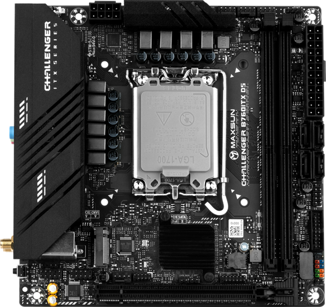 Материнская плата MAXSUN MS-Challenger B760ITX D5, LGA1700, B760, 2*DDR5, 4*SATA3, 2*M.2, 2*USB 3.2, 4*USB 2.0, 1*PCIEx16, 2*HDMI+2*DP, mITX