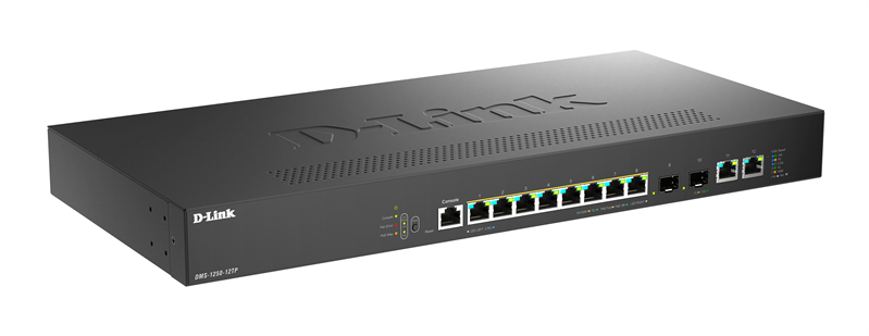 Коммутатор D-Link Управляемый L2 PoE-коммутатор, 8x2.5GBase-T PoE, 2x10GBase-T, 2x10GBase-X SFP+, PoE-бюджет 240 Вт, защита от статического электричества до 6 кВ, CLI, консольный порт RJ-45