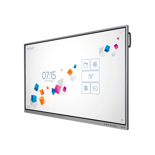 Проф. Панель Nextouch Интерактивный комплекс NextPanel 75, 75", 4К (3840*2160), 370 кд/м2, 4000:1, IR, 10 мс, 20 касаний, Wi-Fi, Android 8.0. OPS модуль: процессор Intel Core i5, DDR4 8Гб, SSD 128Гб