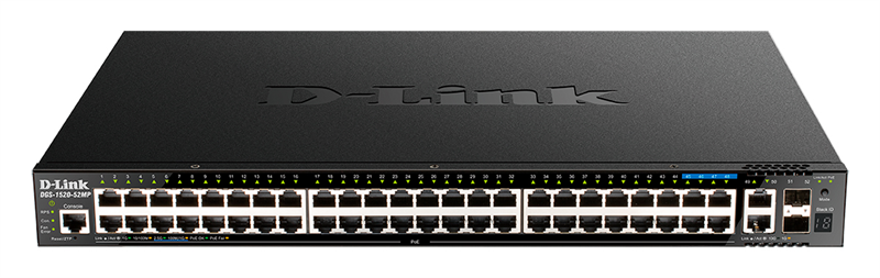 Коммутатор D-Link PROJ Управляемый L3 стекируемый PoE-коммутатор, 44x1000Base-T PoE, 4x2.5GBase-T PoE, 2x10GBase-T, 2x10GBase-X SFP+, PoE-бюджет 370 Вт (740 Вт с DPS-700), CLI, консольный порт RJ-45, RPS