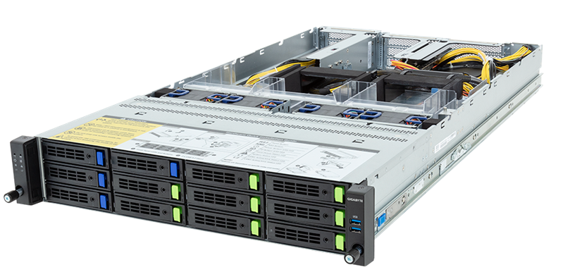 Шасси серверное Gigabyte Server Platform R283-ZF0 Rev. 3x / 2U / 2xAMD (9004/9005) / 2xHS / 24xDIMM / 8xLFF NVMe/SAS/SATA + 4xLFF SAS/SATA / 4xGPUs DS / 1xOCP 3.0 / 1xFHHL / 2x2700W / Rails / 1Y
