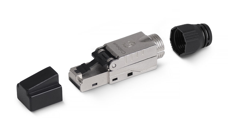 Коннектор Cabeus 8P8C-SH-C6+ -TWP Коннектор с фиксатором кабеля и колпачком RJ-45(8P8C) под витую пару, категория до 6a, экранированный, для одножильного кабеля, для толстых жил 1.35-1.5 мм, со вст