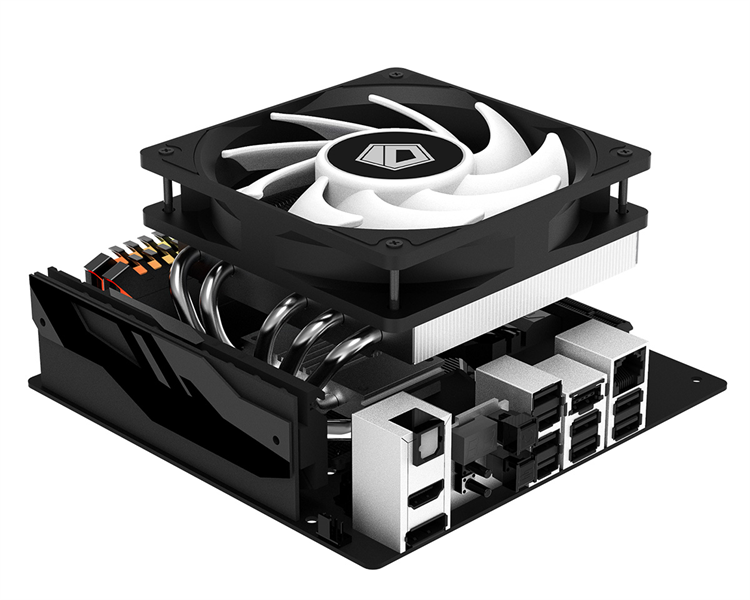 Кулер для процессора ID-COOLING IS-50 MAX RGB V3 LGA1700/1200/115X/AM5/AM4 низкопрофильный высота 77mm (27шт/кор, TDP 130W, PWM, 5 тепл.трубок, RGB FAN 120mm) BOX