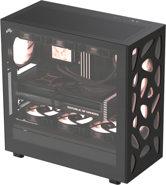 корпус Formula V Line Mana Stone Black AR, ATX, TYPE-C*1, USB2.0*1, USB3.0*1, FRONT 3x120mm ARGB, REAR 1x120mm ARGB