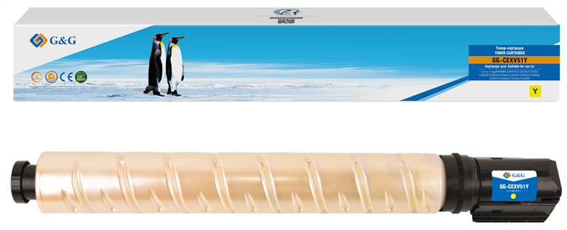 Тонер-картридж G&G toner-cartridge для Canon iR ADVANCE C5535/C5535i/C5535F/C5540/C5540i/C5540F/C5550/C5550i/C5550F/C5560/C5560i/C5560F жёлтый с чипом 60 000 стр. C-EXV51Y 0481C002 гарантия 36 мес. распродажа остат