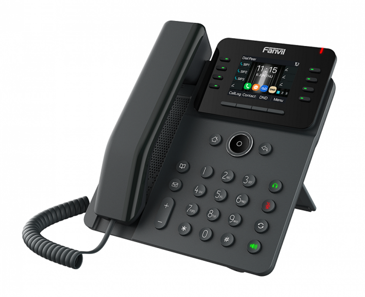 SIP-Телефон Fanvil V62G (Замена X303G), 12 SIP-акк., 2,8", 320x240 Цвет. экран, POE, БП в комп., 2x1 Gbps, Чёрный