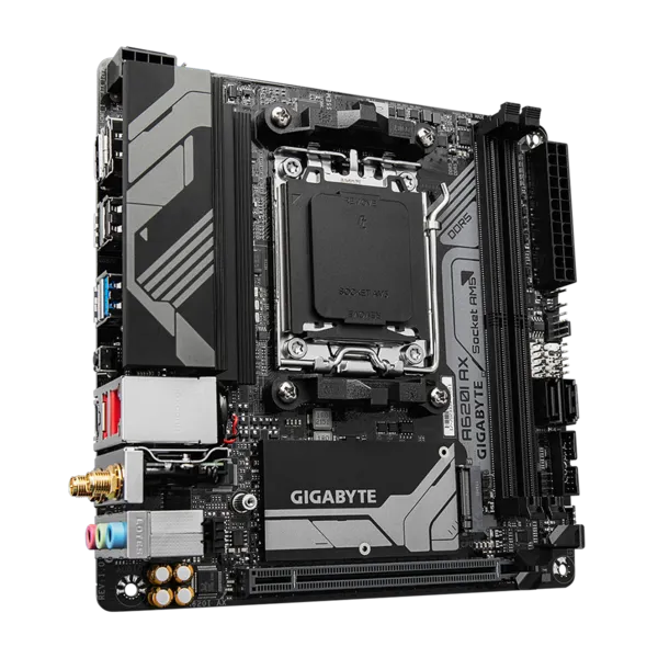 Материнская плата GIGABYTE A620I AX, AM5, A620, 2*DDR5, 2*SATA, 2*M.2, 2*USB 3.2, 3*USB 2.0, Type-C, 1*PCIx16, DP+HDMI, mITX