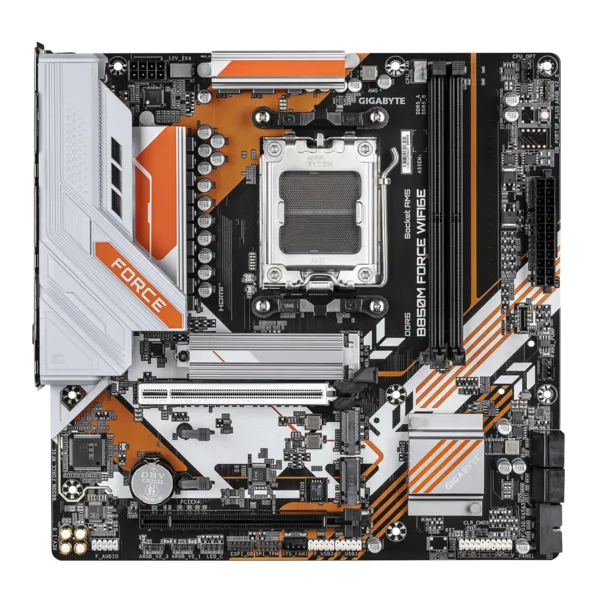 Материнская плата GIGABYTE B850M FORCE WF6E , AM5, B850, 2*DDR5, 4*SATA, 3*M.2, 3*USB 3.2, 2*USB 2.0, Type-C, 2*PCIx16, 1*PCIx1, DP+HDMI, mATX
