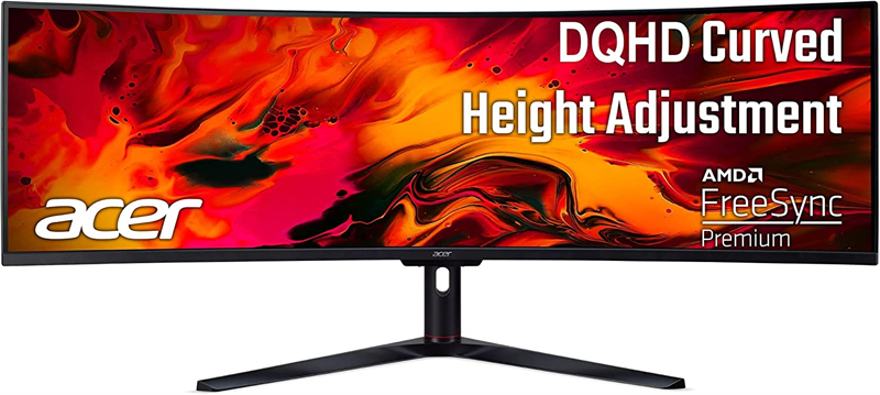 49'' ACER Nitro EI491CURSbmiipphx , 5K 32:9, VA, 5120x1440, 4ms, 350 / 400cd, 120Hz, 2xHDMI(2.0) + 2xDP(1.4) + Audio Out, 3Wx2, FreeSync Premium Pro, HDR 400, h.adj 95, Curved 1800R Black