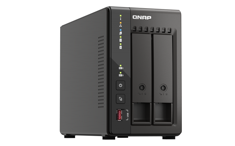 Система хранения данных QNAP SMB QC 2.0GHzCPU/8gb(16)/2 bay SATA (3.5" or 2.5")/2xM.2/2x2.5 GbE/2xHDMI/iSCSI/1xPS/3YW TS-253E-8G-EU-QL