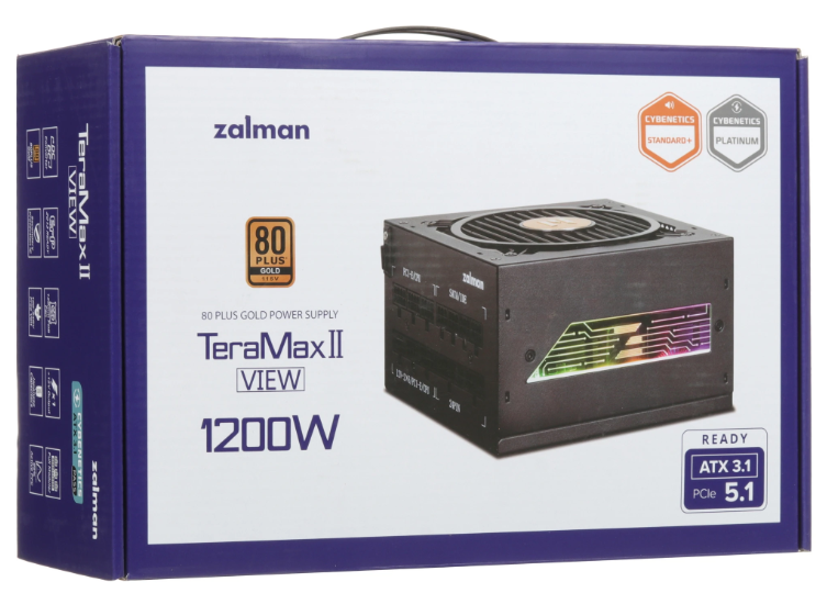 Блок питания Zalman ZM1200-TMX2 VIEW, 1200W, ATX12V v3.0, APFC, 12cm Fan, 80+ Gold Gen5, Full Modular, side ARGB lights, Retail