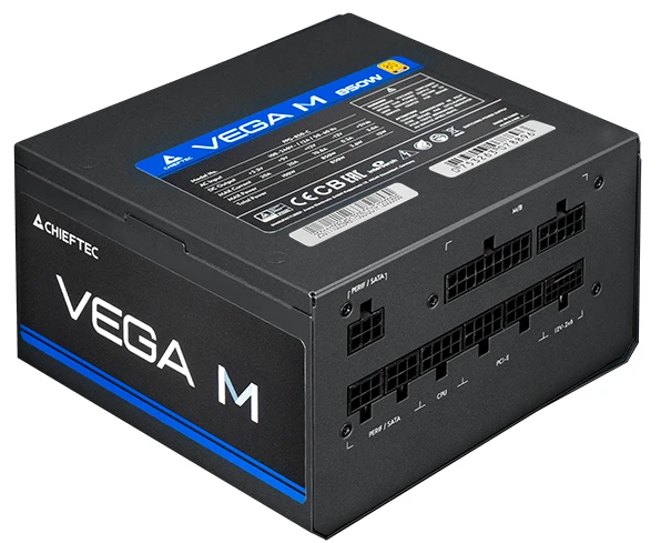 Блок питания Chieftec Vega M PPG-1000-C (ATX 3.1, 1000W, 80 PLUS GOLD, Active PFC, 135mm fan, Gen5 PCIe, Full Cable Management) Retail