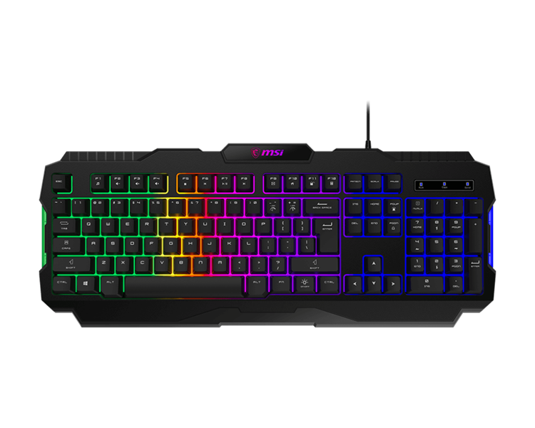 клавиатура проводная Keyboard MSI FORGE GK100, Wired, RGB lighting, Anti-ghosting Capability, Black