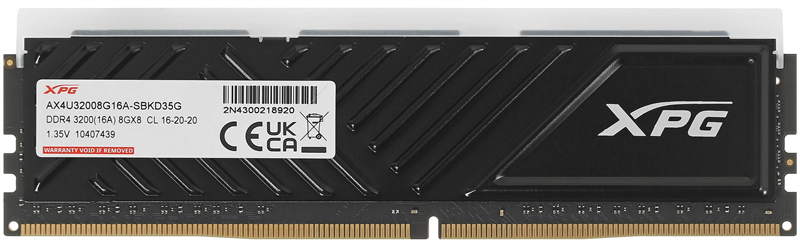 Оперативная память ADATA SPECTRIX D35G DDR4 DIMM 8GB 3200MHz 1*8GB 16-20-20 BLACK SINGLE TRAY RGB