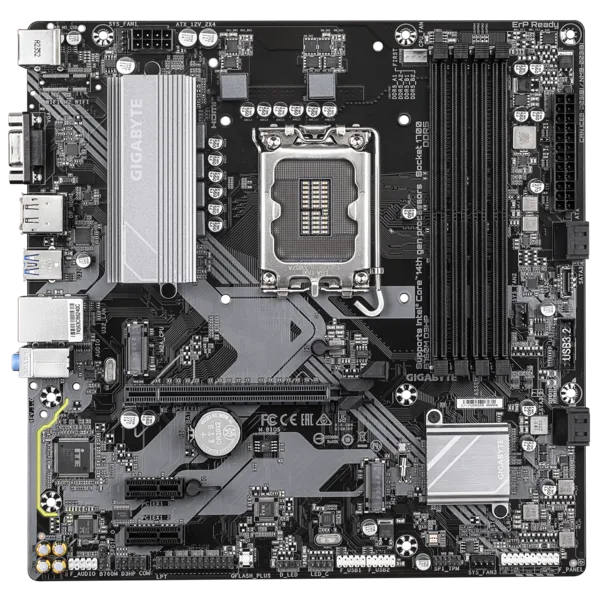 Материнская плата GIGABYTE B760M D3HP, LGA1700, B760, 4*DDR5, 4*SATA, 2*M.2, 3*USB 3.2, 2*USB 2.0, 1*PCIx16, 2*PCIx1, D-Sub+HDMI+DP, mATX