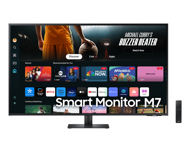 Samsung 43" Smart display M7 M70D S43DM700UI (VA 32:9 3840x2160x60Hz 4ms 300cd 5000:1 178/178 1,07B HDMI x2; USB-C (65 Вт) USB2.0x2 SmartServ(Tizen™),WiFi5, BT5.2, RC Spk 2x10W Tilt VESA Black