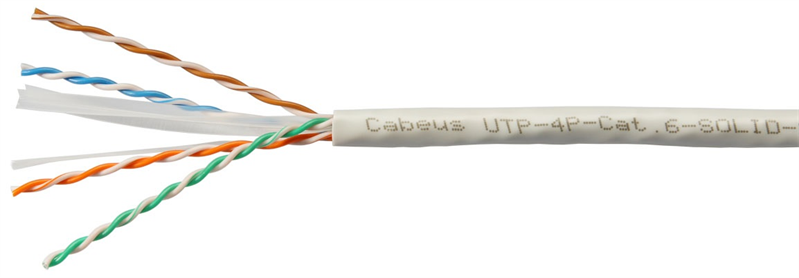 кабель Cabeus UTP-4P-Cat.6-SOLID-LSZH-GY Кабель витая пара UTP (U/UTP), категория 6, 4 пары (23 AWG), одножильный, LSZH нг(А)-HF, серый (305 м)