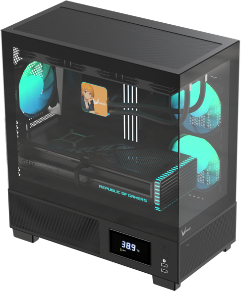корпус Formula V Line Crystal E1M Black, MATX, USB3.0*2, Switch Display Panel