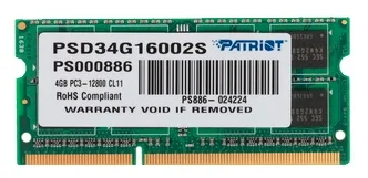 Оператвная память Patriot DDR3 4GB 1600MHz SO-DIMM SINGLE 1*4GB CL11 11-11-11 1.5V (analog PSD34G160081S)