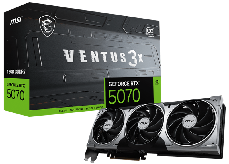 Видеокарта MSI RTX 5070 12G VENTUS 3X OC//RTX 5070, HDMI, DP*3, 16G, D7