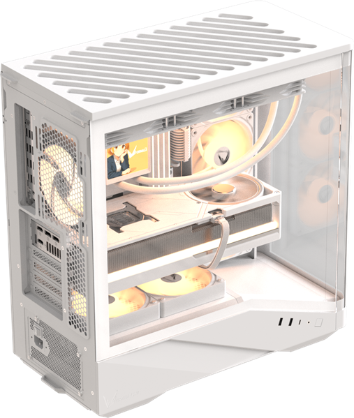 корпус Formula V Line Crystal U9 PA White, ATX, TYPE-C*1, USB3.0*2, Curved Glass, SIDE 3x PERFORMANCE ARGB, REAR 1x PERFORMANCE ARGB