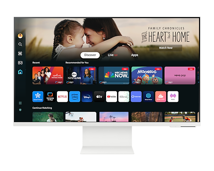 Монитор Samsung 32" Smart monitor M8 S32DM801UI VA 16:9 3840x2160x60Hz 4ms 400cd 3000:1 178/178 1млрд HDMI USB-C(65W) 2*USB 2.0 Spk10W Tizen HDR10+ sRGB 99% Tilt HAS Pivot Cam WiFi5 BT5.2 VESA White ПультДУ