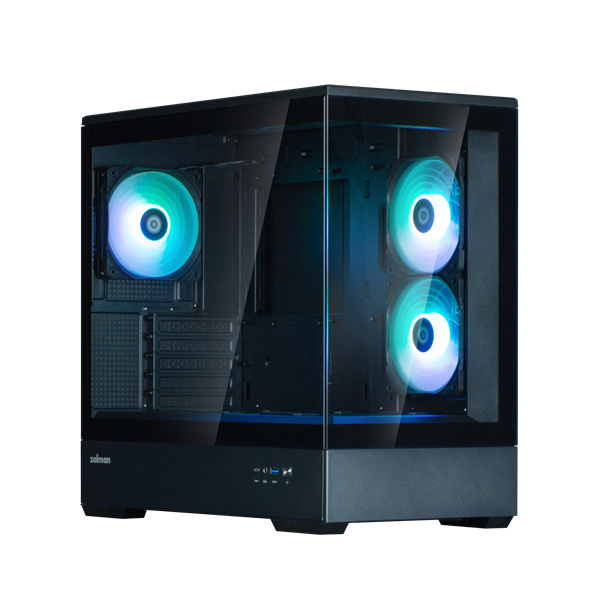 корпус ZALMAN P30 V2, MATX, BLACK, WINDOW, 2x3.5", 3x2.5", 1xUSB TYPE-C, 1xUSB3.0, SIDE 2x120mm ARGB, REAR 1x120mm ARGB, VGA support