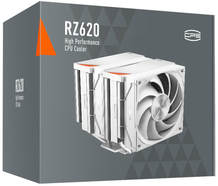 Кулер для процессора PCCooler RZ620 WH, 2x120mm FAN, 6 HEAT PIPES, 4-PIN PWM, 500-2200 RPM, 32 DBA, FDB BEARING, LGA 1851/1700/1200/115X, AMD AM5/AM4