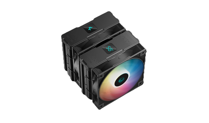 Кулер для процессора DEEPCOOL AG620 DIGITAL BK ARGB LGA1700/1200/115X/AM5/AM4 (8шт/кор, TDP 260W, PWM, DUAL Fan 120mm, 6 тепл. трубок, черный) RET