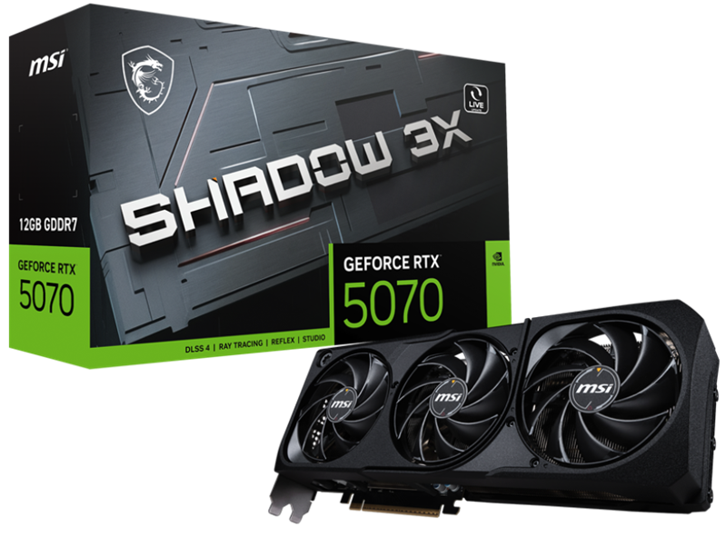 Видеокарта MSI RTX 5070 12G SHADOW 3X//RTX 5070, HDMI, DP*3, 16G, D7