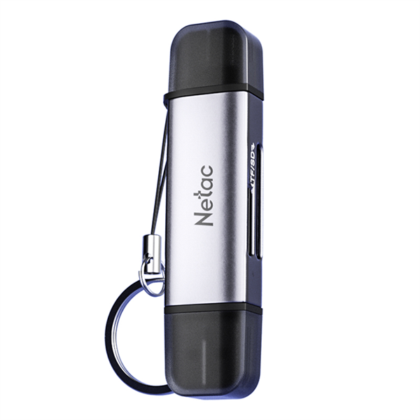 Кардридер Netac Flash card reader WK13, USB3.0+Type-C to mSD/SD, Grey (repl. NT09WK13-30GR) (незначительное повреждение коробки)