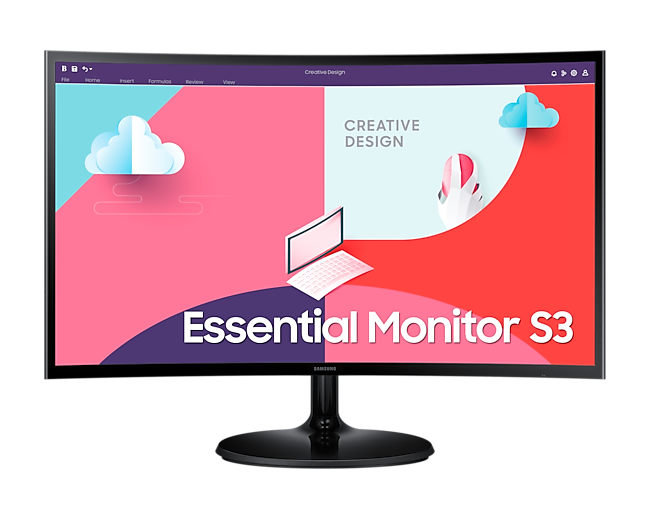 Samsung 27" Essential S3 S27C360EAI Curved VA LED 16:9 1920x1080x75Hz 5ms 250cd 3000:1 178/178 D-SUB; HDMI Tilt VESA Black