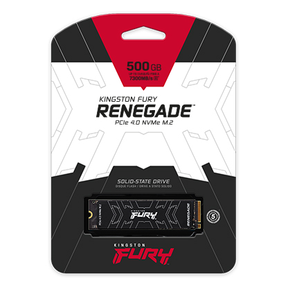 Твердотельный накопитель Kingston SSD 500GB SFYRSK/500G Fury Renegade M.2 2280 PCIe 4.0 x4 NVMe R7300/W3900MB/s 3D TLC MTBF 2M 500TBW Retail Heatsink 1 year