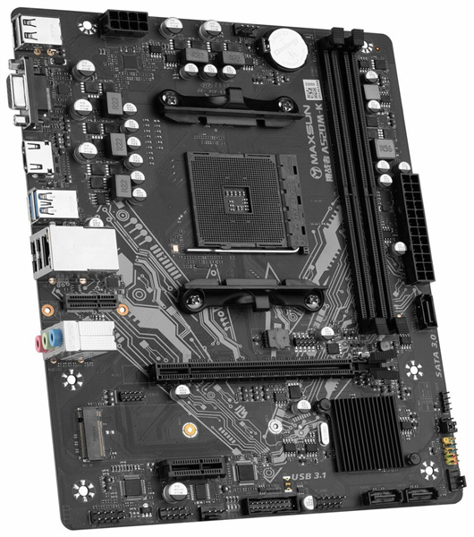 Материнская плата MAXSUN MS-Challenger A520M-K, AM4, A520, 2*DDR4, 3*SATA 3.0, 2*M.2, 2*USB 3.2, 4*USB 2.0, 1*PCIE 16, 1*PCIE 1, HDMI+VGA, mATX