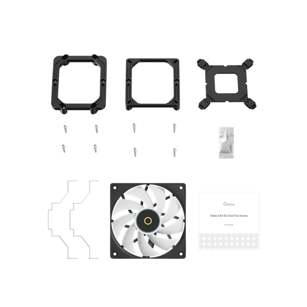 Кулер для процессора Ocypus Delta A40 SE BK Dual Fan ARGB, 2x120mm ARGB FAN, Top ARGB Panel, 4 HEAT PIPES, 4-PIN PWM, 800-1800 RPM, 31DBA, HYDRO BEARING, LGA115X/1200/1700/18XX, AM4/AM5