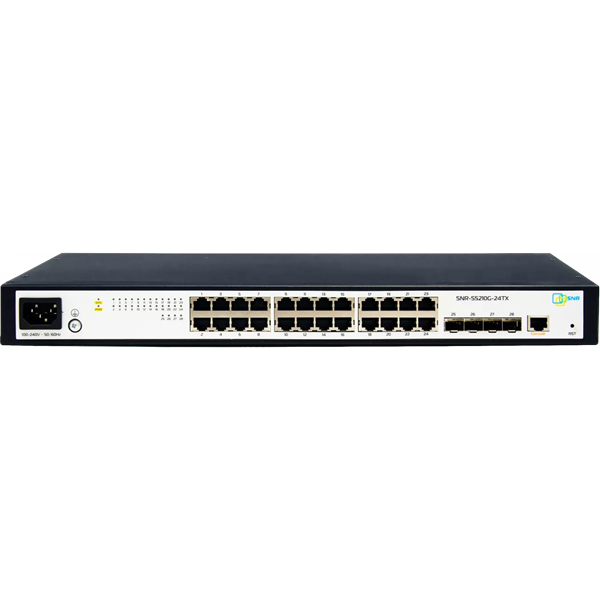 Коммутатор SNR Управляемый коммутатор уровня 2+, 24 порта 10/100/1000Base-T, 4 порта 1/10G SFP+