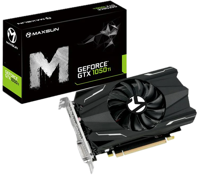 Видеокарта MAXSUN MS-GTX1050Ti TF 4G//GTX1050Ti HDMI, DP, DVI, 4G, D5