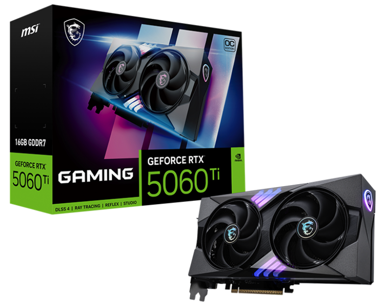 Видеокарта MSI RTX 5060 Ti 16G GAMING OC//RTX 5060, HDMI, DP*3, 16G, D7