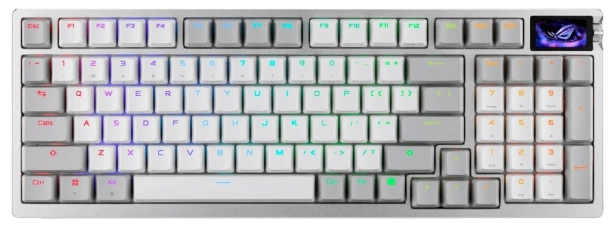 Клавиатура ASUS M901 ROG AZOTH 96 HE, Wired, 2.4GHz RF, Bluetooth 5.1, 96%, ABS, RGB Lighting, White