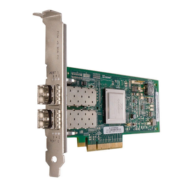 Адаптер Qlogic QLE2562 8Gb Dual Port FC HBA, x8 PCIe, SR LC multi-mode optic, LP + FH, transivers included