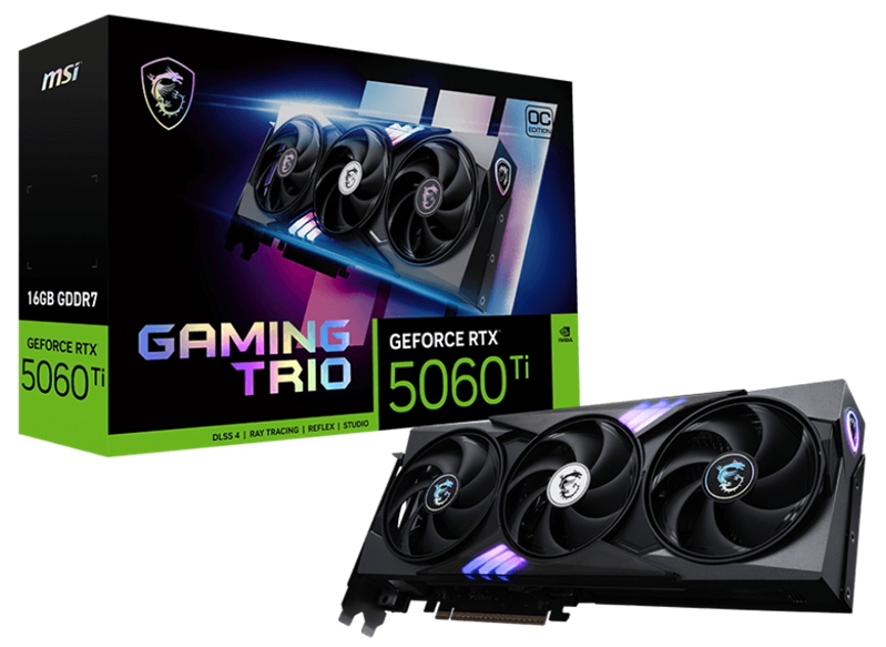 Видеокарта MSI RTX 5060 Ti 16G GAMING TRIO OC//RTX 5060, HDMI, DP*3, 16G, D7